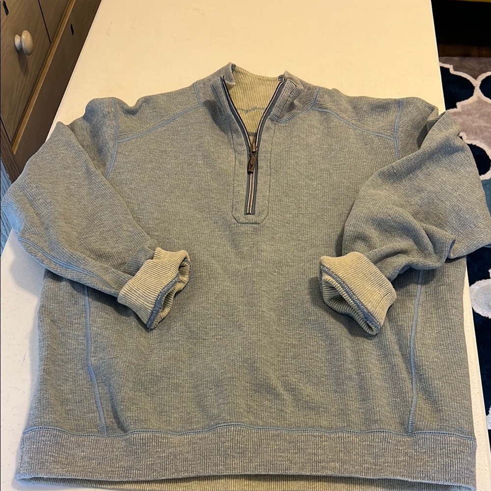 Men's Light Gray Quarter-Zip Sweater